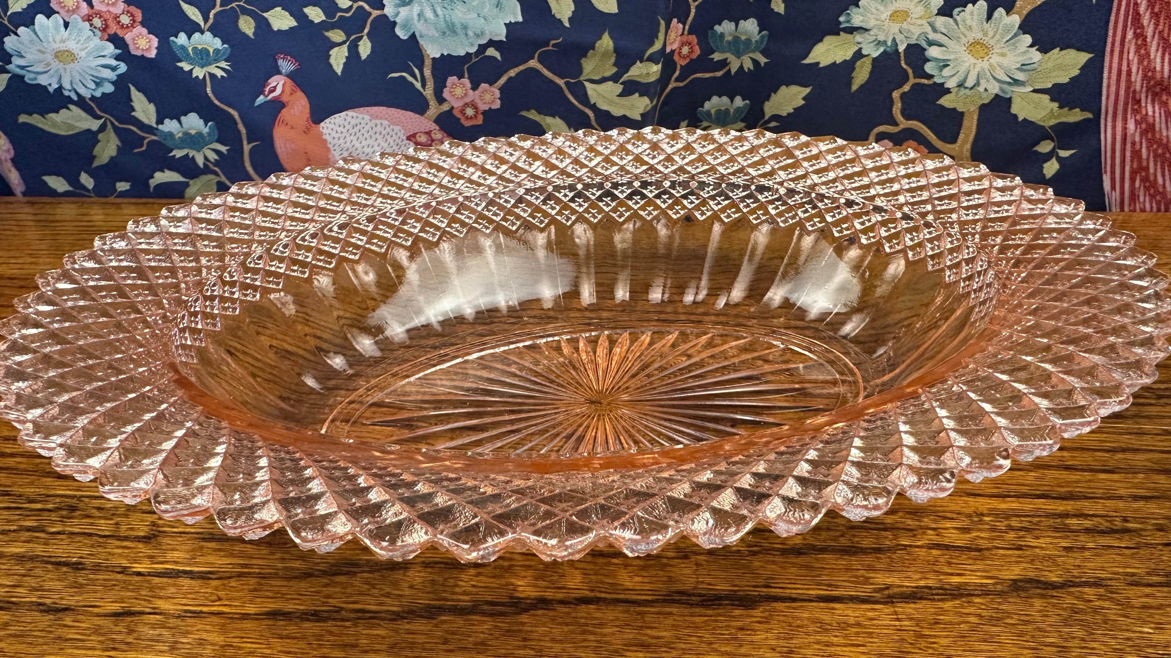 Pink Depression Glass Oblong Dish – “Miss America” Anchor Hocking Company | Circa 1935-1938