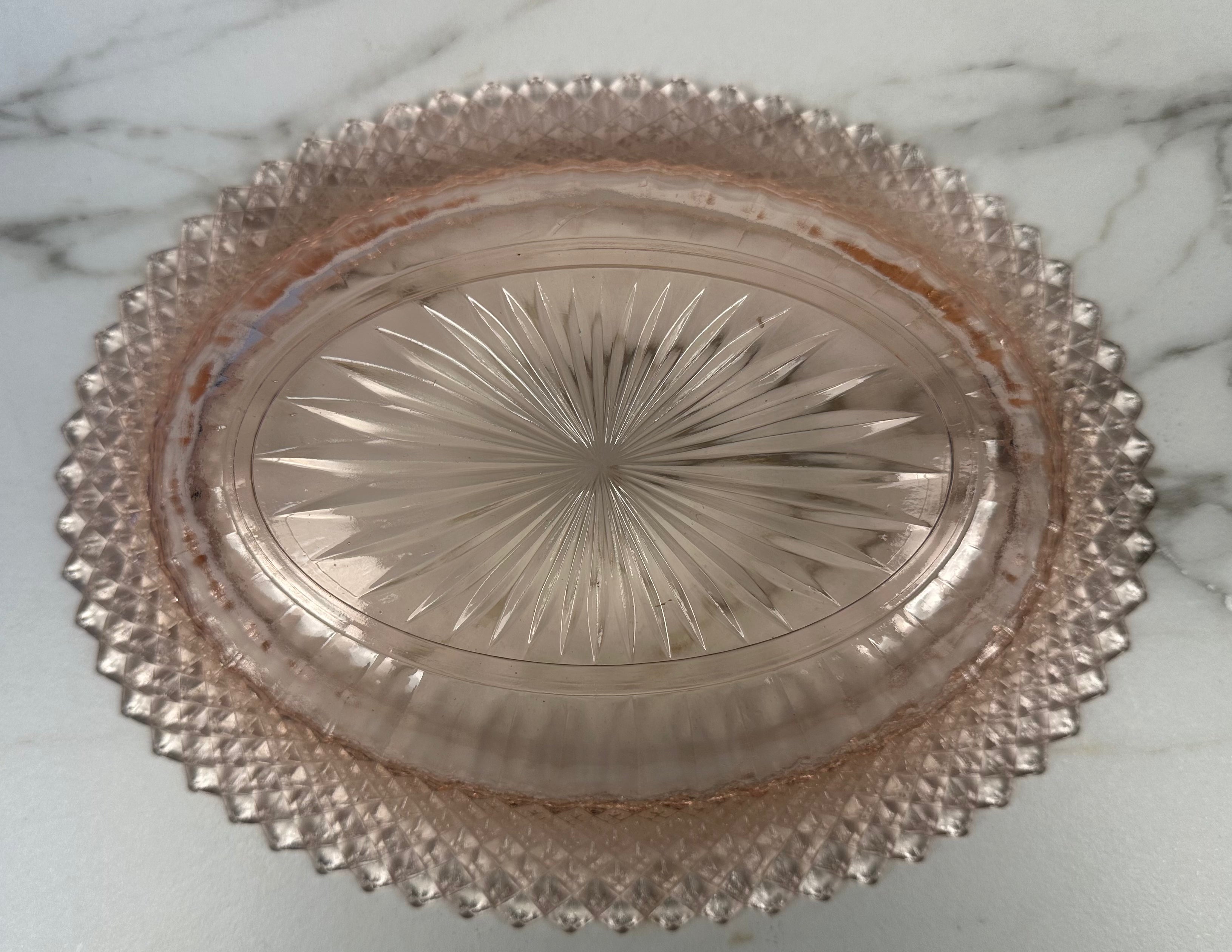 Pink Depression Glass Oblong Dish – “Miss America” Anchor Hocking Company | Circa 1935-1938