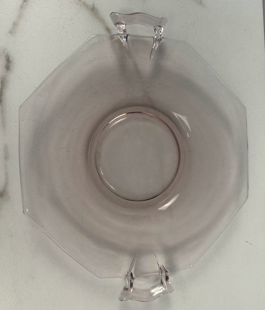 Pink Depression Glass Octagon Plate with Handles  Heisey Glass Company  | Circa 1925-1937
