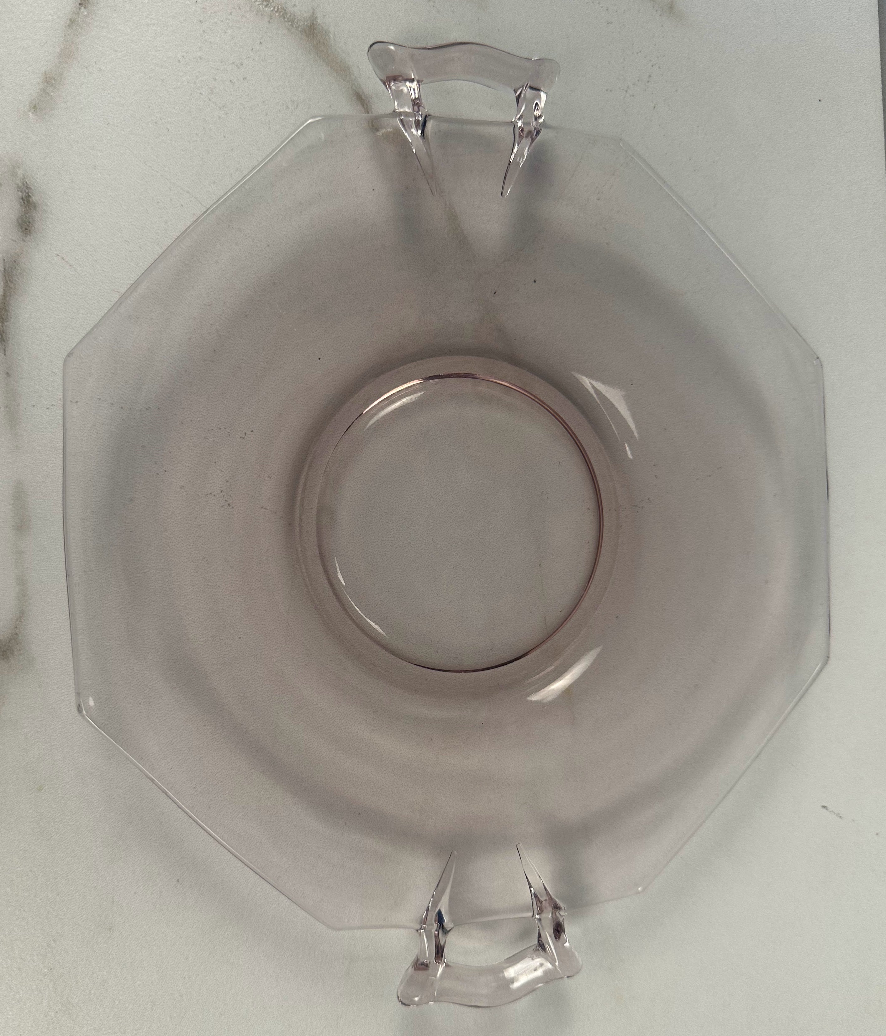 Pink Depression Glass Octagon Plate with Handles  Heisey Glass Company  | Circa 1925-1937