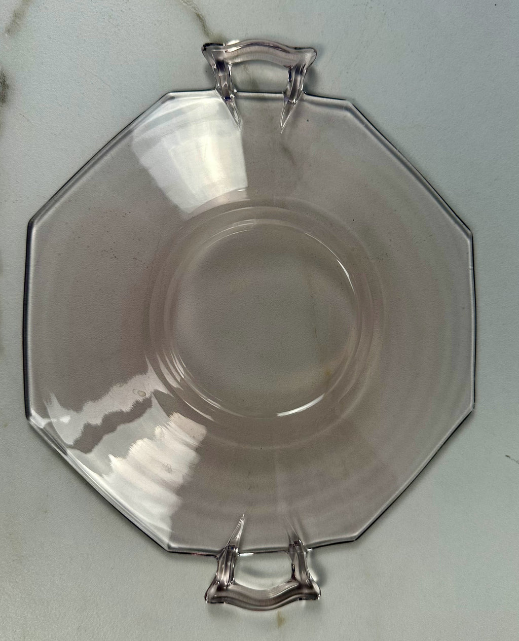 Pink Depression Glass Octagon Plate with Handles  Heisey Glass Company  | Circa 1925-1937