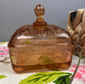 Pink Glass Honey Bee Square Candy Dish - Indiana Glass Company | Circa 1970-1990