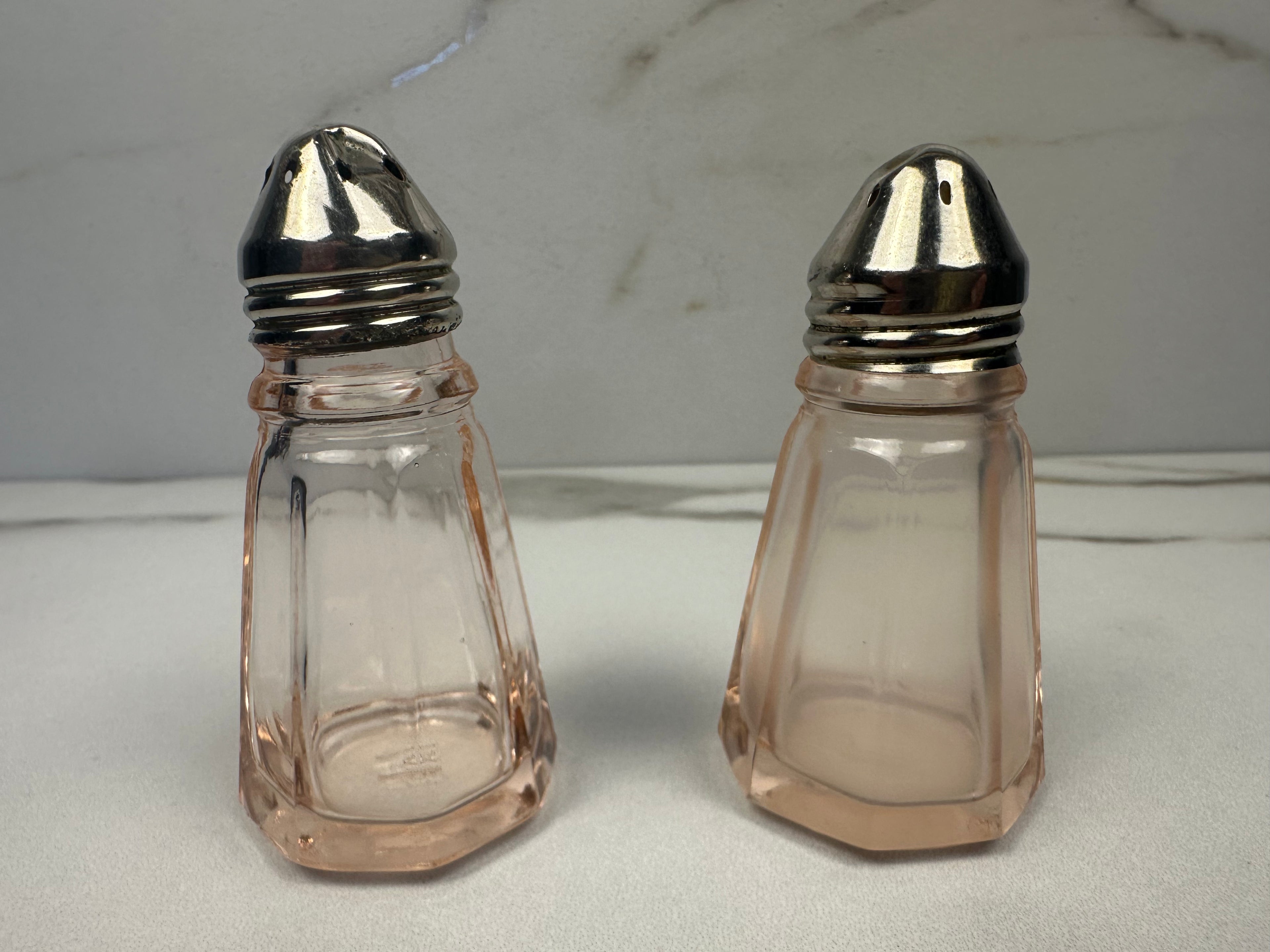 Pink Depression Glass Salt and Pepper Shakers - Hazel Atlas