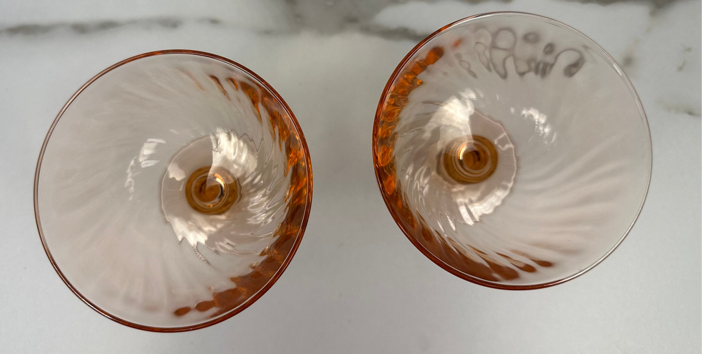 Pink Glass Pair Champagne Coups Glass “Rosaline” Luminarc | Circa 1948-1990