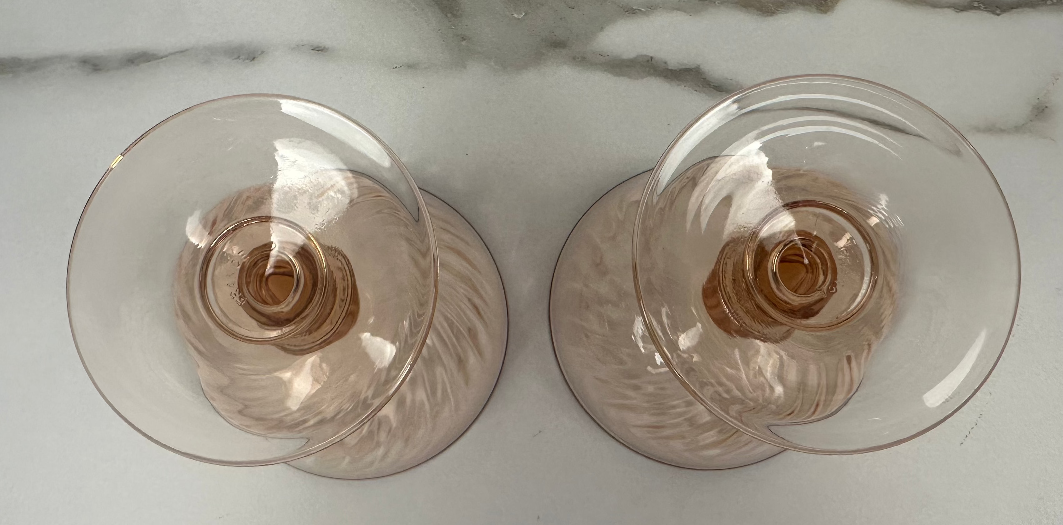 Pink Glass Pair Champagne Coups Glass “Rosaline” Luminarc | Circa 1948-1990