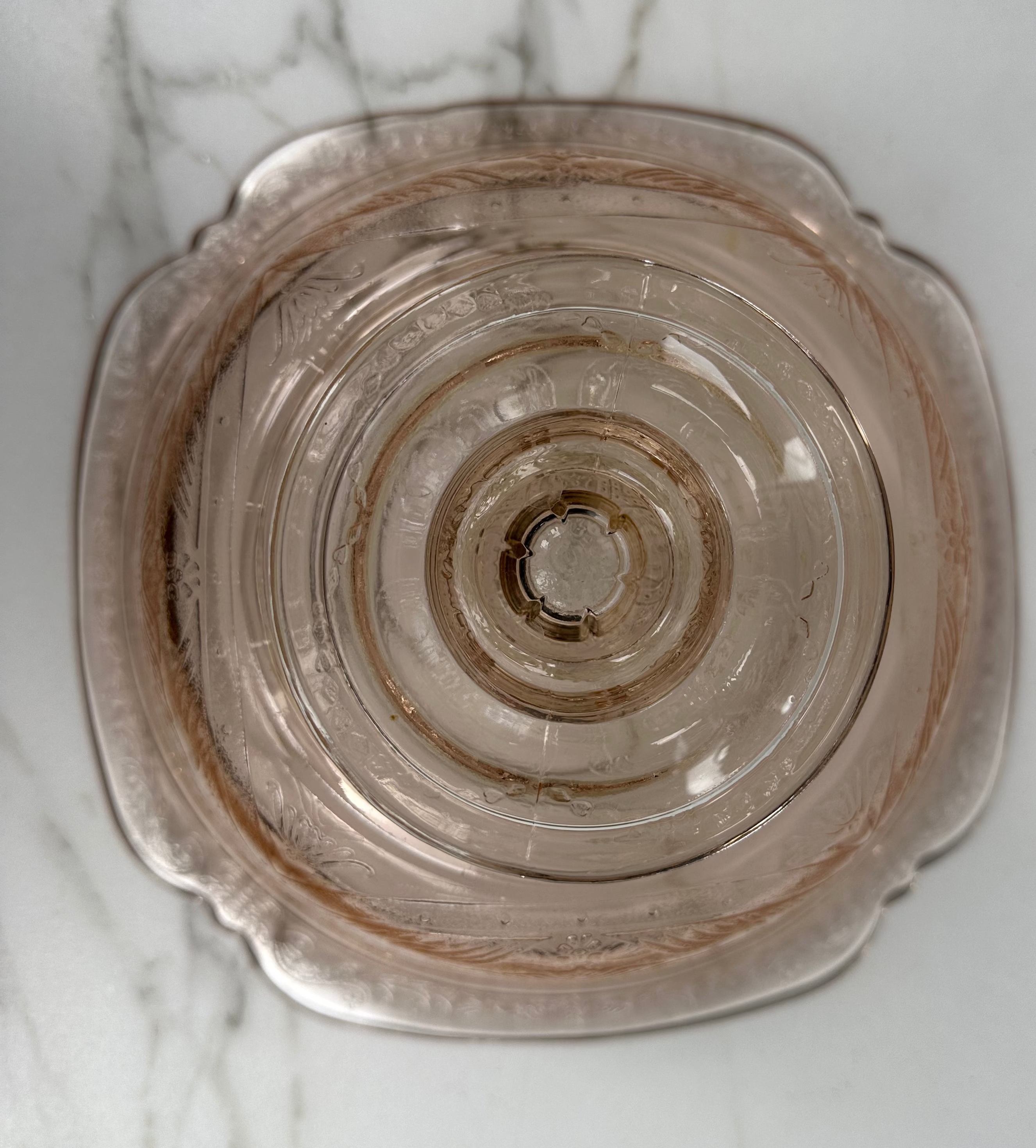 Pink Depression Glass Pedestal Bowl -  “Madrid” Jeannette Glass  | Circa 1932-1939