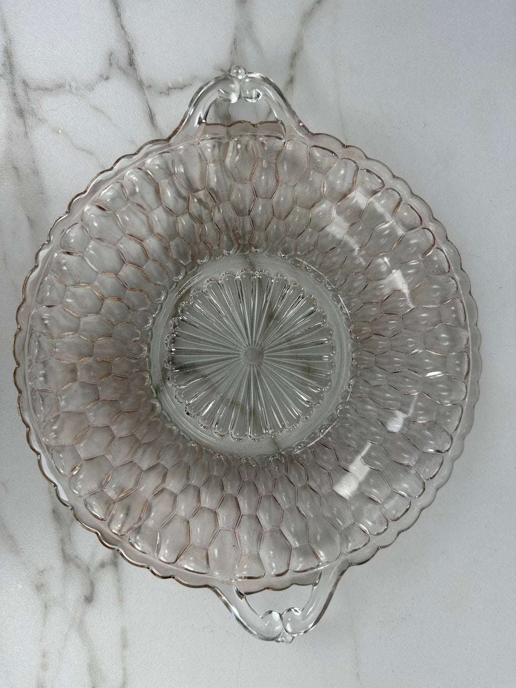 Pink Depression Glass Bowl -  “Honeycomb” Indiana Glass | Circa 1925-1937