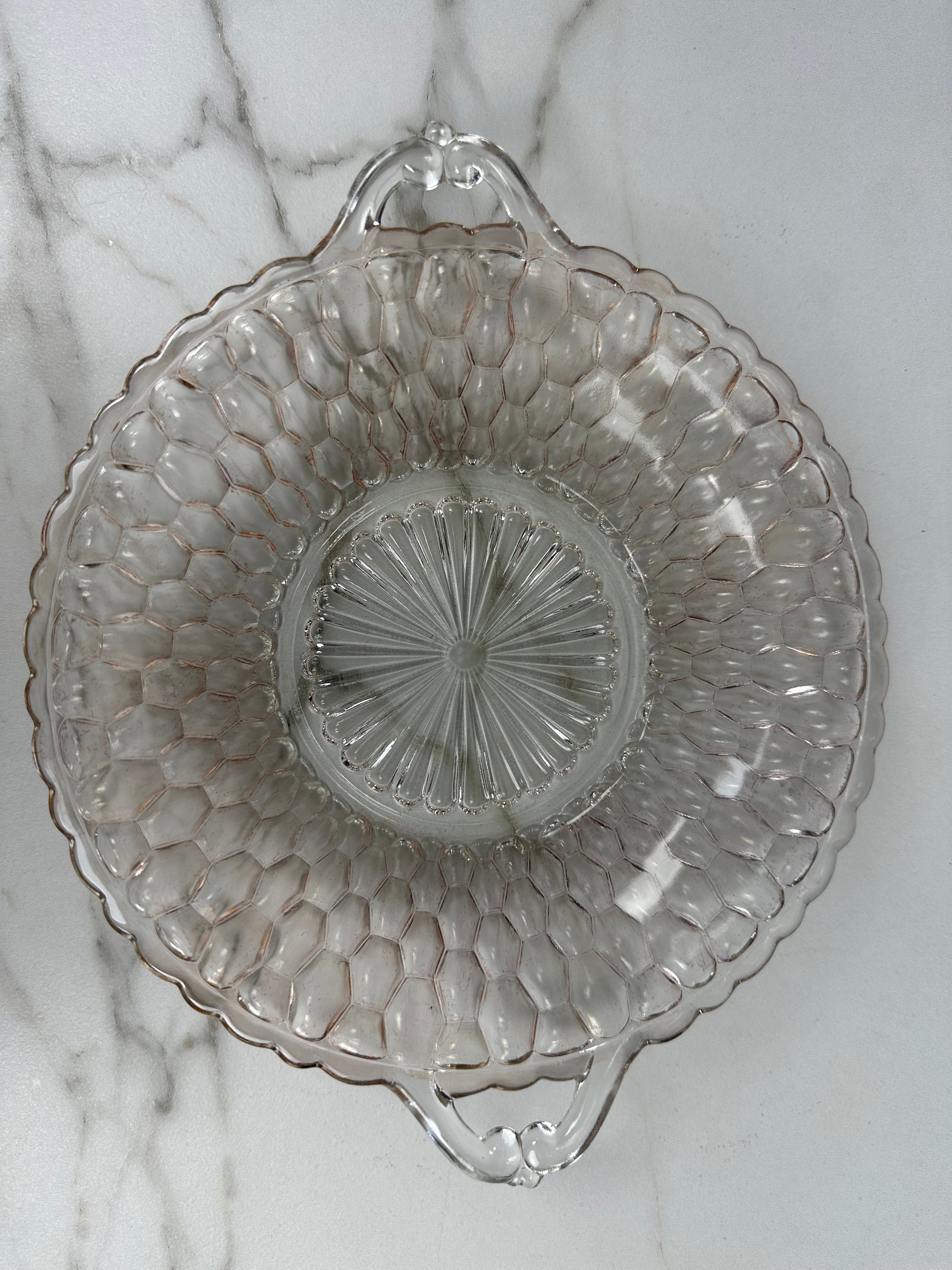 Pink Depression Glass Bowl -  “Honeycomb” Indiana Glass | Circa 1925-1937