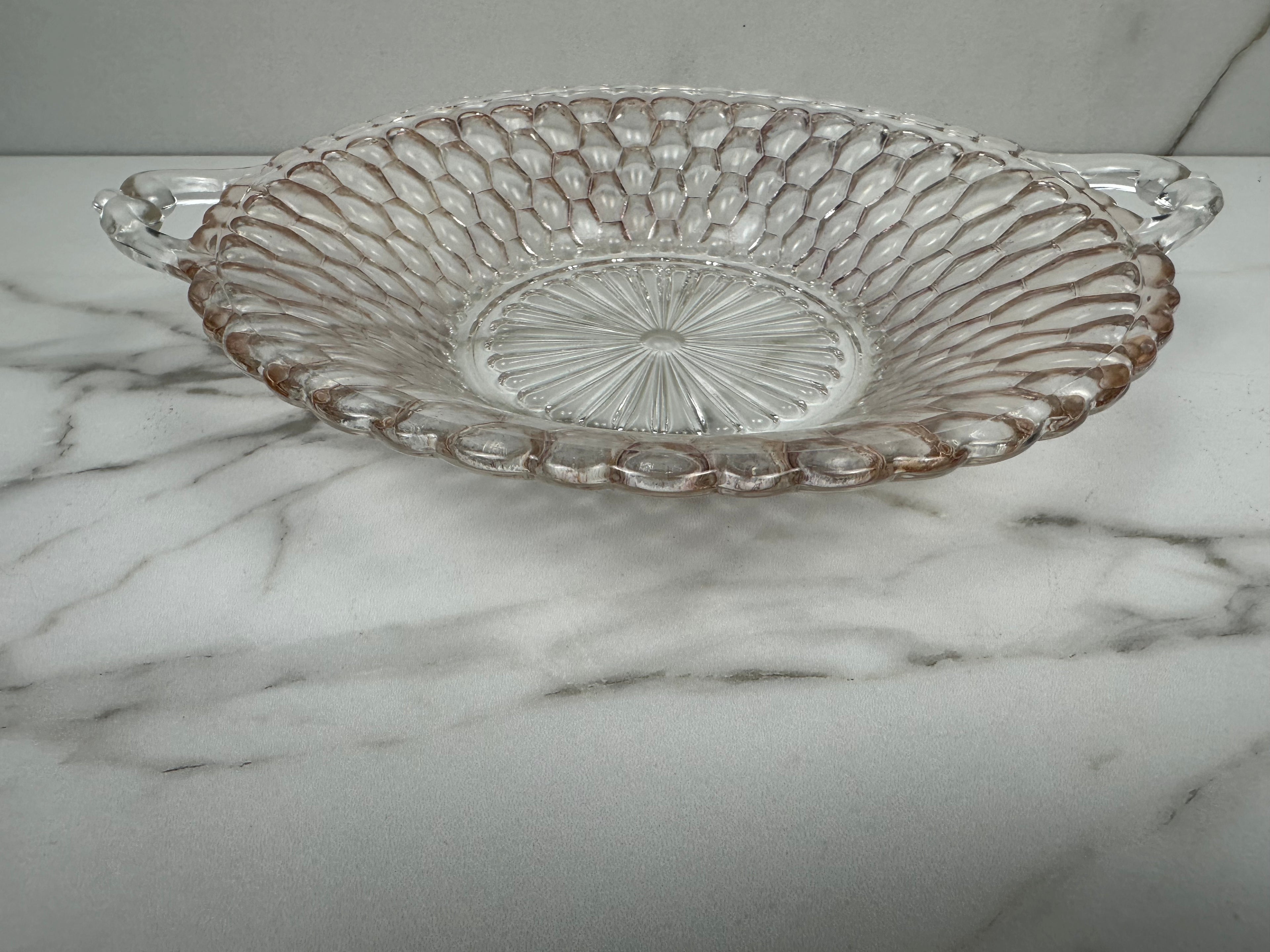 Pink Depression Glass Bowl -  “Honeycomb” Indiana Glass | Circa 1925-1937