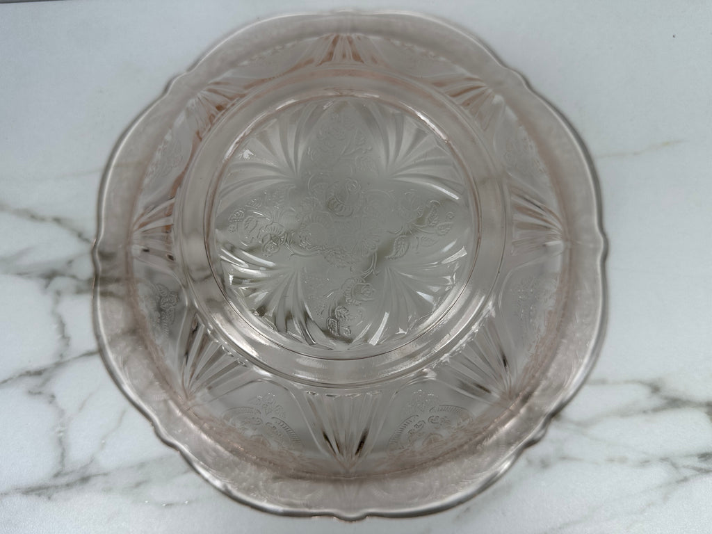 Pink Depression Glass Bowl -  “Royal Lace” Hazel Atlas  | Circa 1934-1941