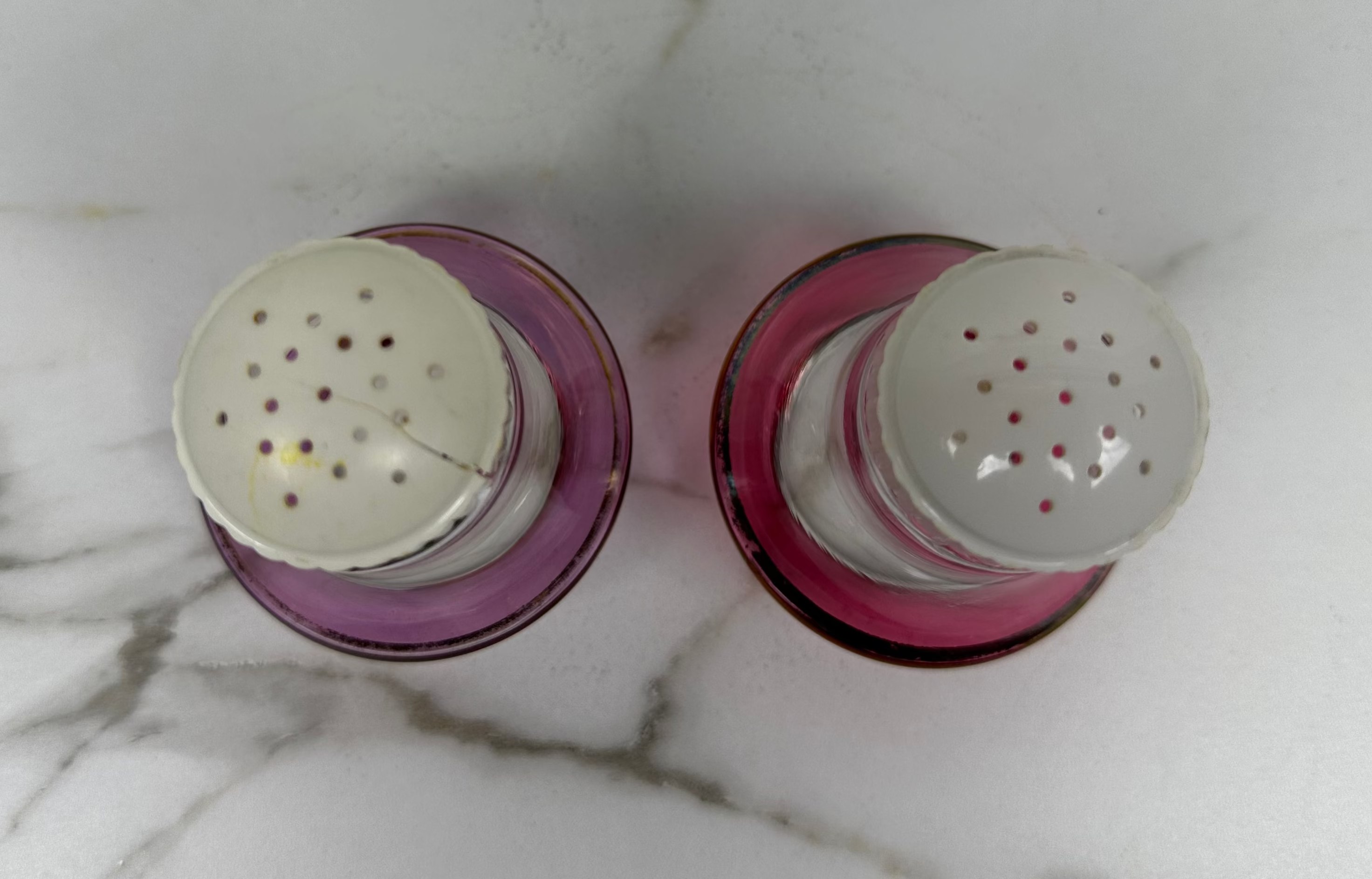 Salt and Pepper Shakers Set - “Zash Cranberry and Zash Purple” Bartlett Collins