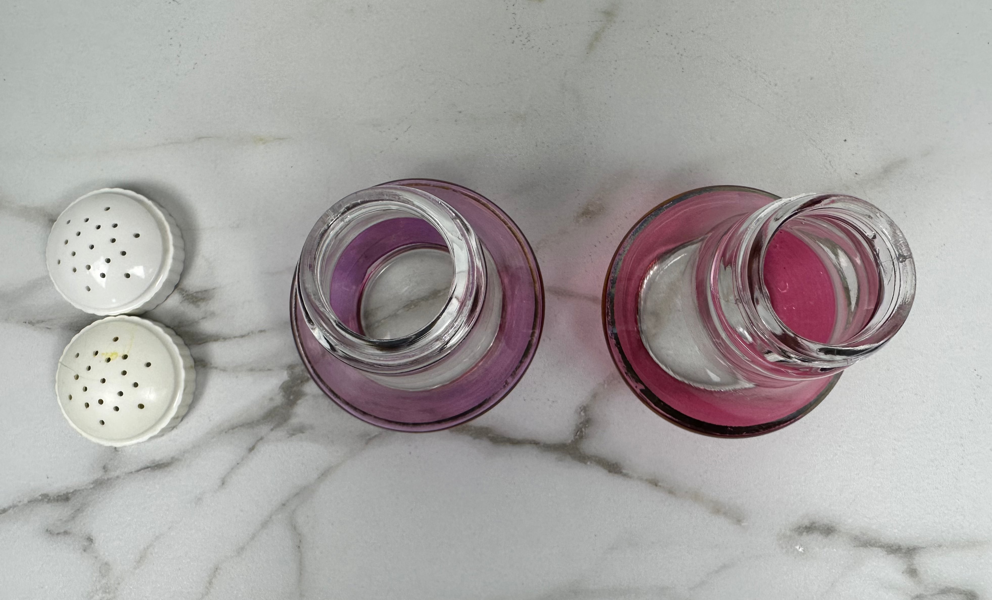 Salt and Pepper Shakers Set - “Zash Cranberry and Zash Purple” Bartlett Collins