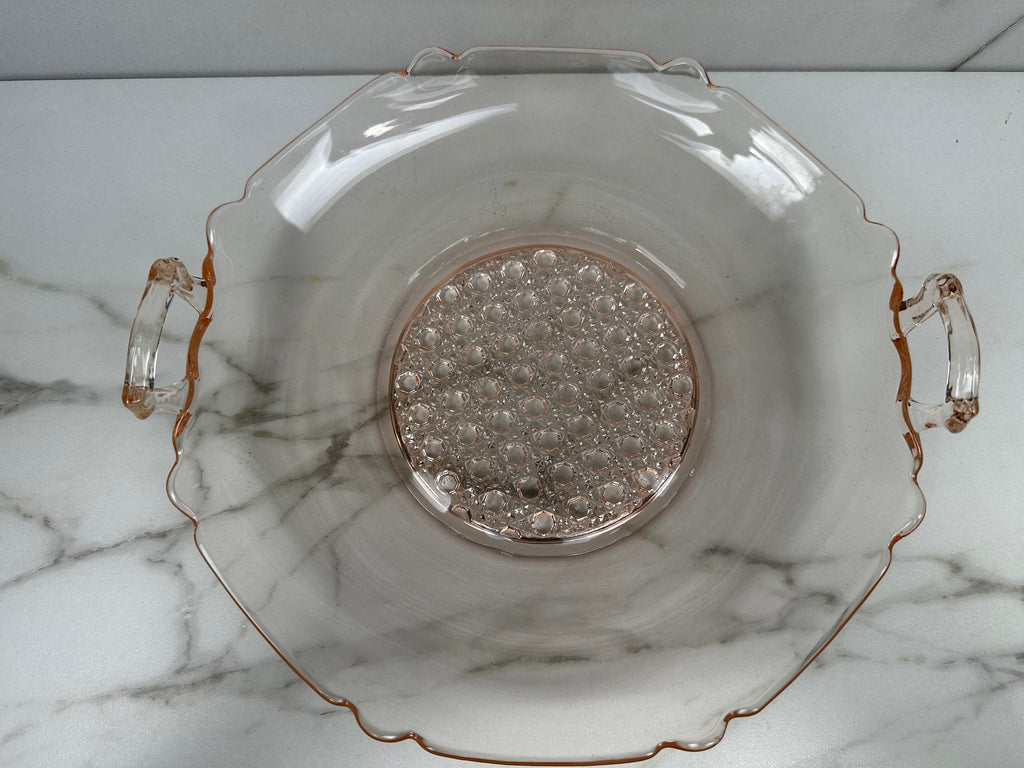 Pink Depression Glass Plate -  "Octagon" Lancaster Glass  | Circa 1920-1930