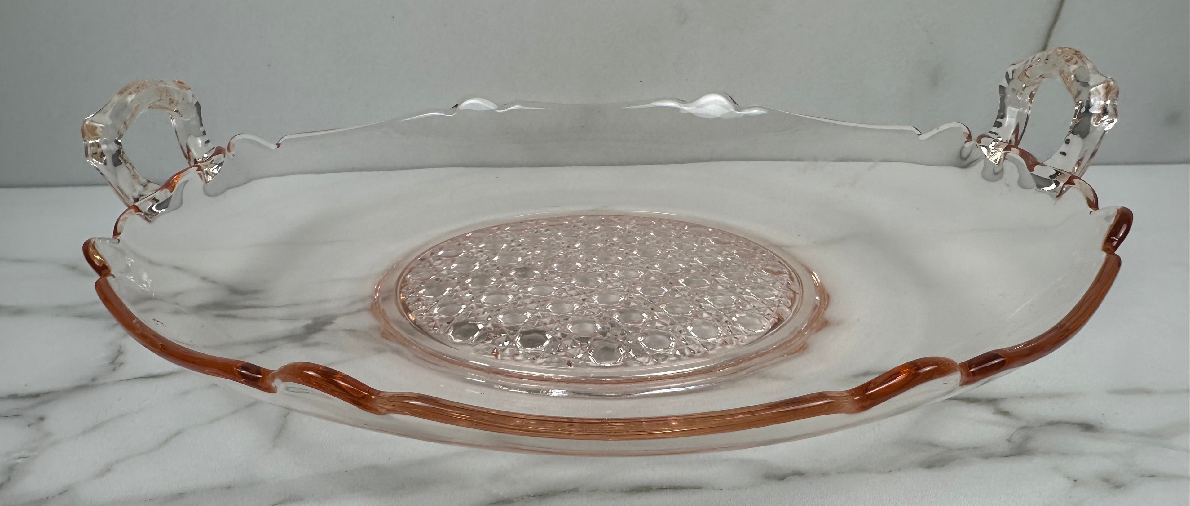 Pink Depression Glass Plate -  "Octagon" Lancaster Glass  | Circa 1920-1930