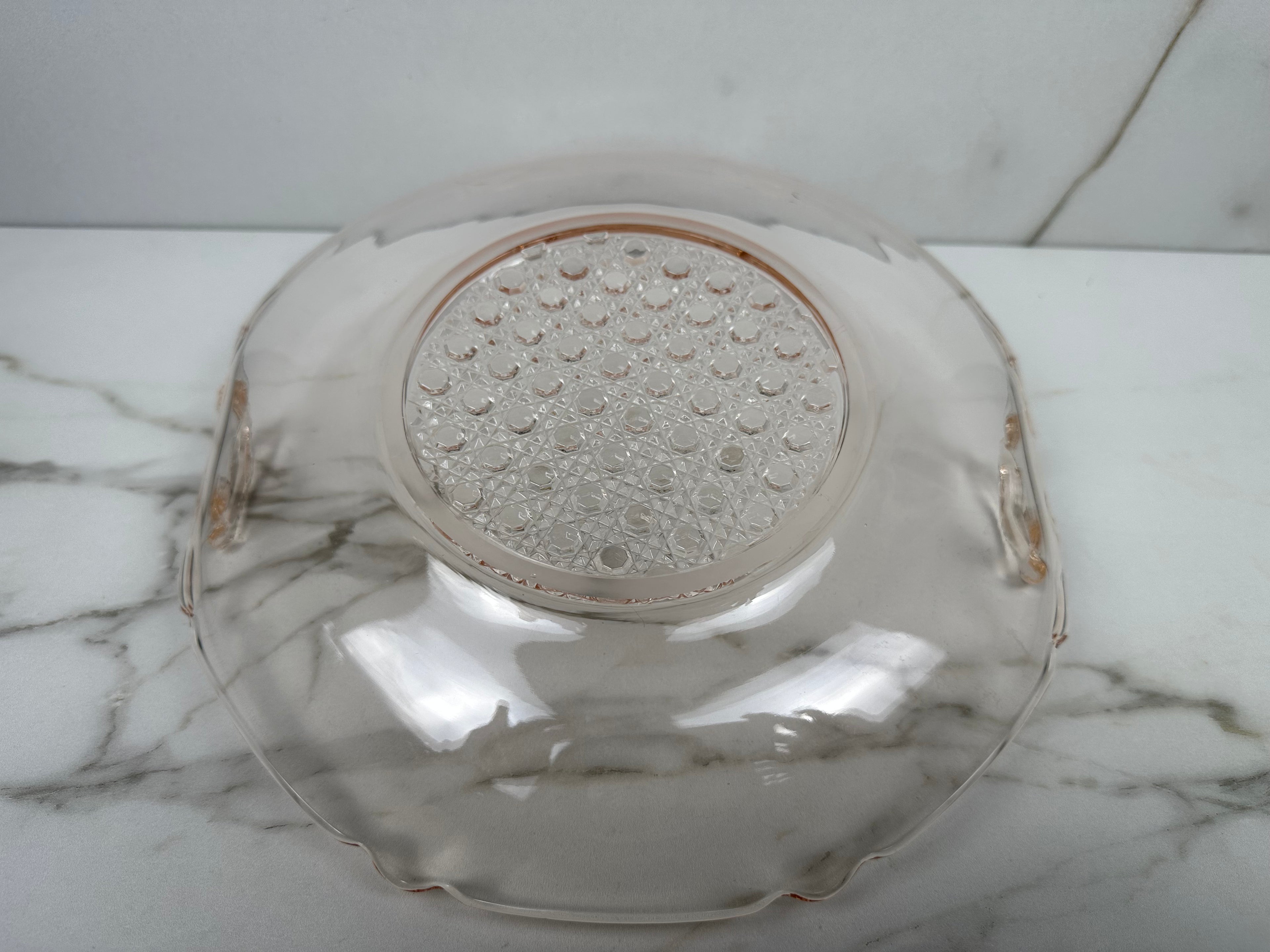 Pink Depression Glass Plate -  "Octagon" Lancaster Glass  | Circa 1920-1930