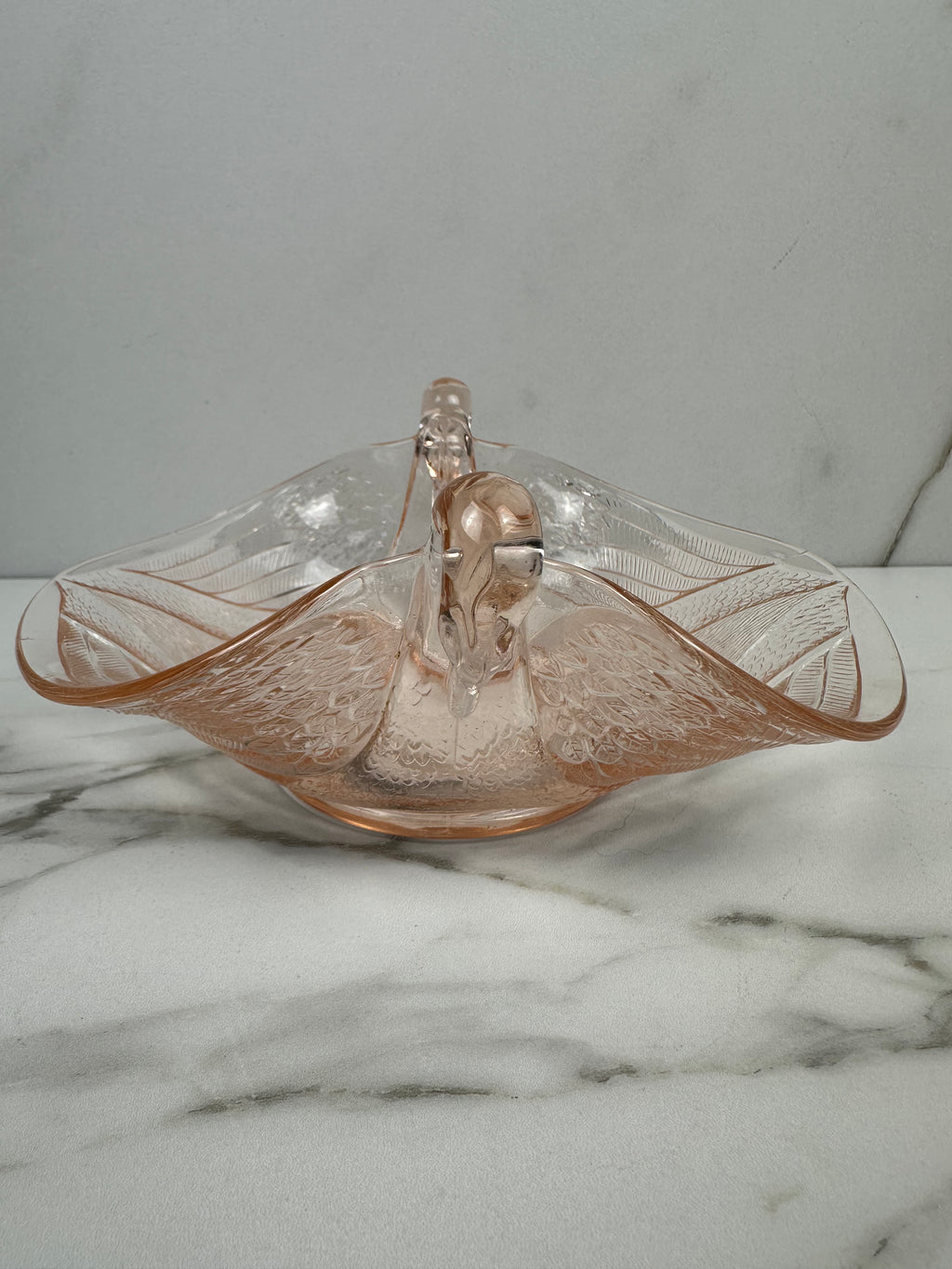 Pink Depression Glass Double Headed Swan Bowl -  Fenton  | Circa 1930’s