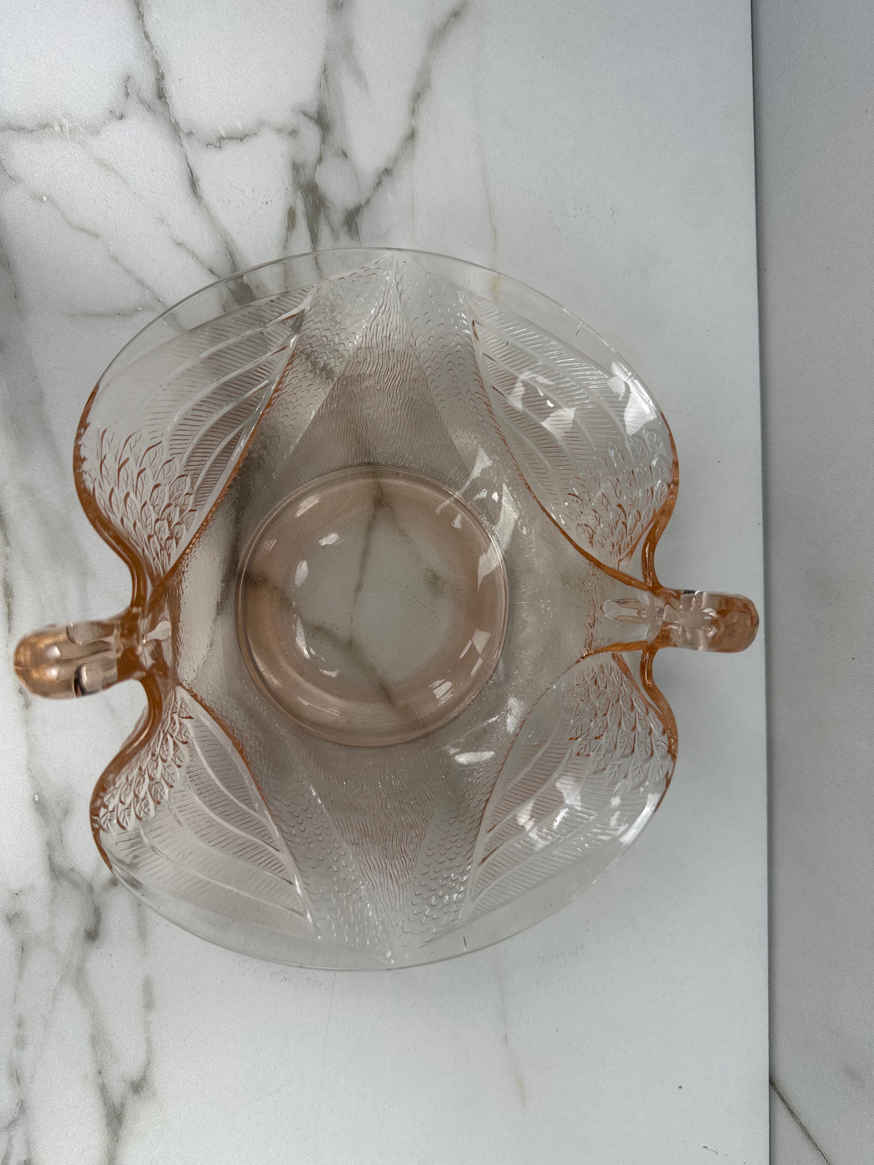 Pink Depression Glass Double Headed Swan Bowl -  Fenton  | Circa 1930’s