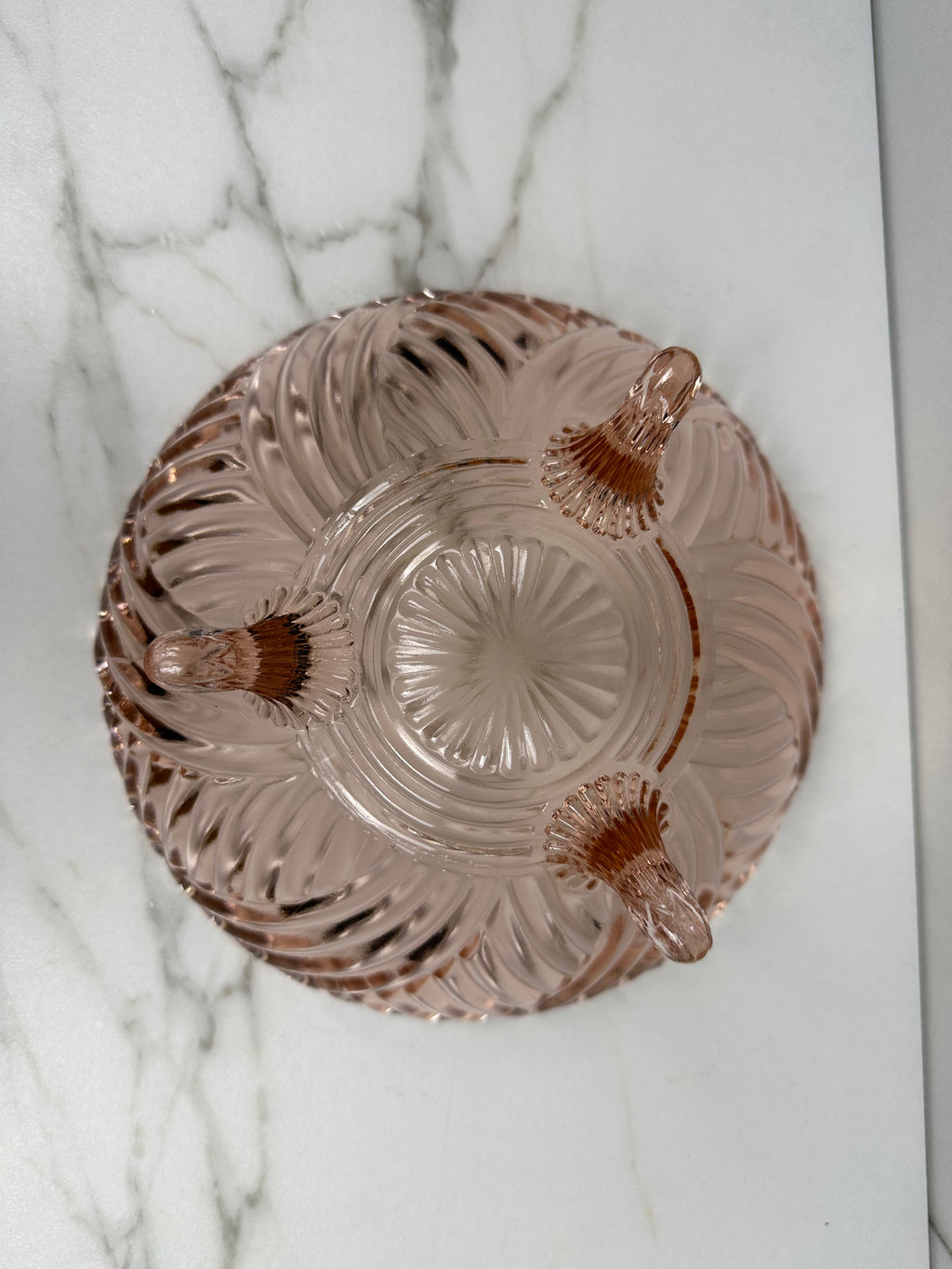 Pink Depression Glass Footed Bowl -  “Prismatic” Anchor Hocking | Circa 1940’s