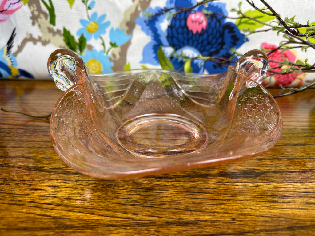 Pink Depression Glass Double Headed Swan Bowl -  Fenton  | Circa 1930’s