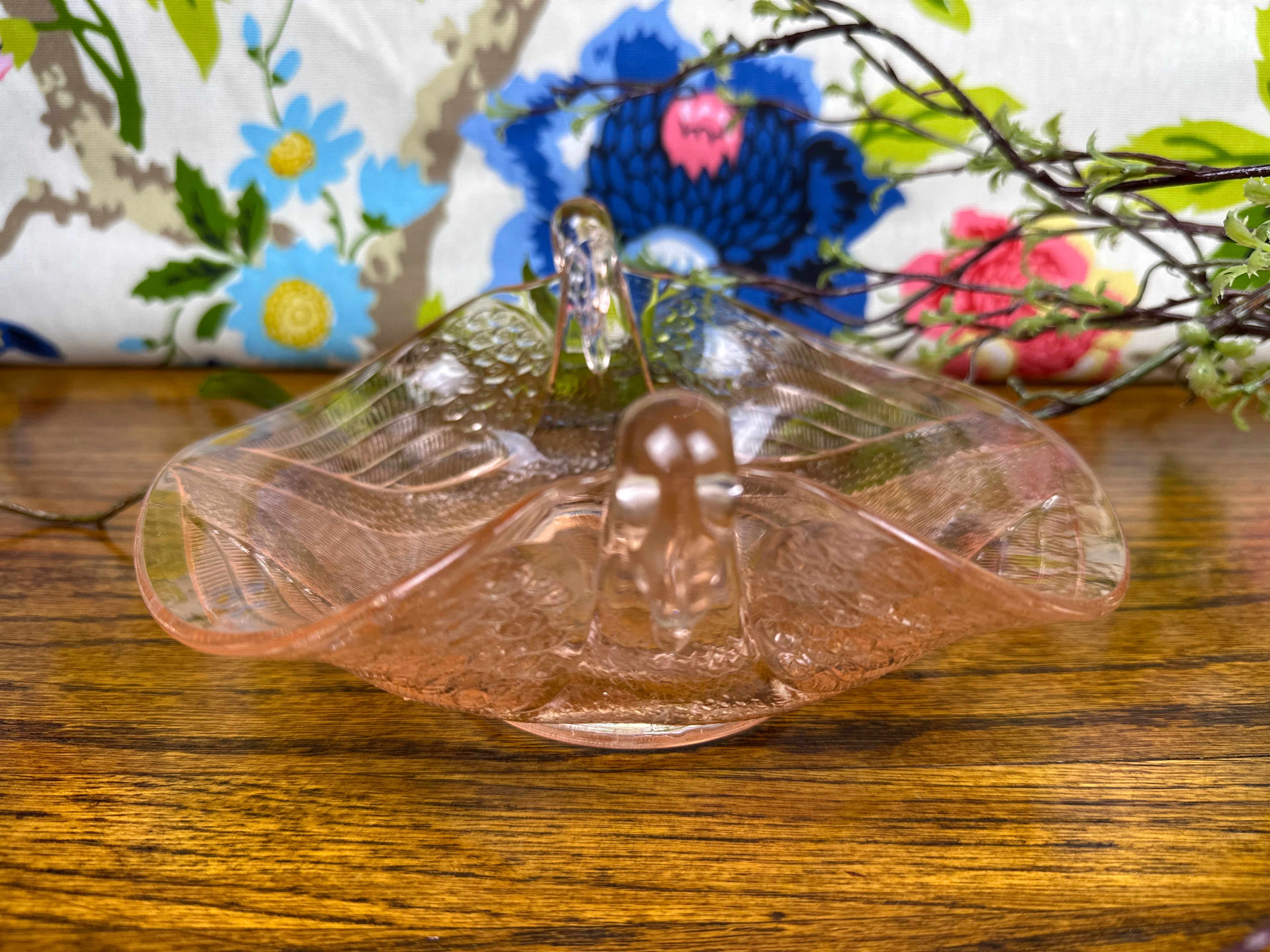 Pink Depression Glass Double Headed Swan Bowl -  Fenton  | Circa 1930’s