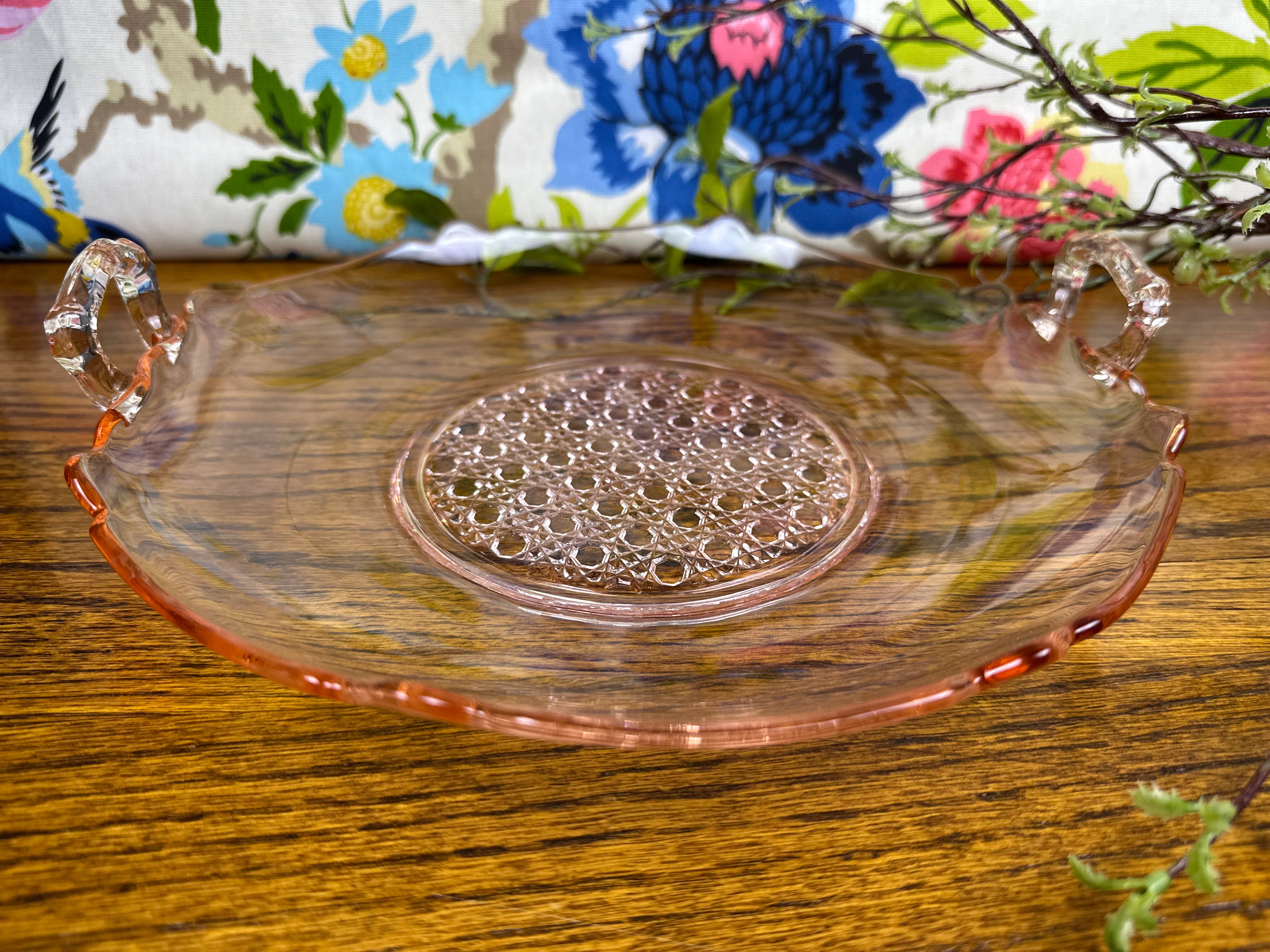 Pink Depression Glass Plate -  "Octagon" Lancaster Glass  | Circa 1920-1930