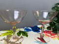 Set of Pink Glass Champagne Stems  Vintage Blush Coupe Glasses | Circa Mid 20th Century Modern