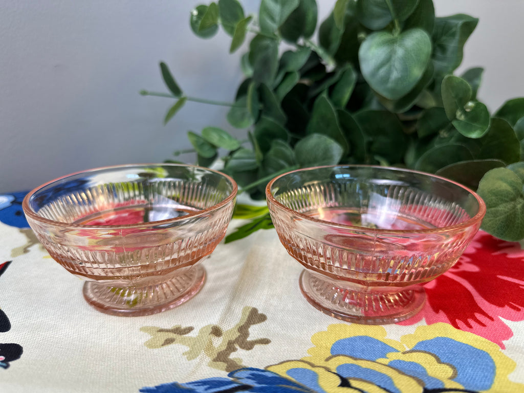 Pink Depression Glass Sherbert Bowl/Cup  -  “Queen Mary - Vertical Rib” Anchor Hocking  | Circa 1936 - 1949