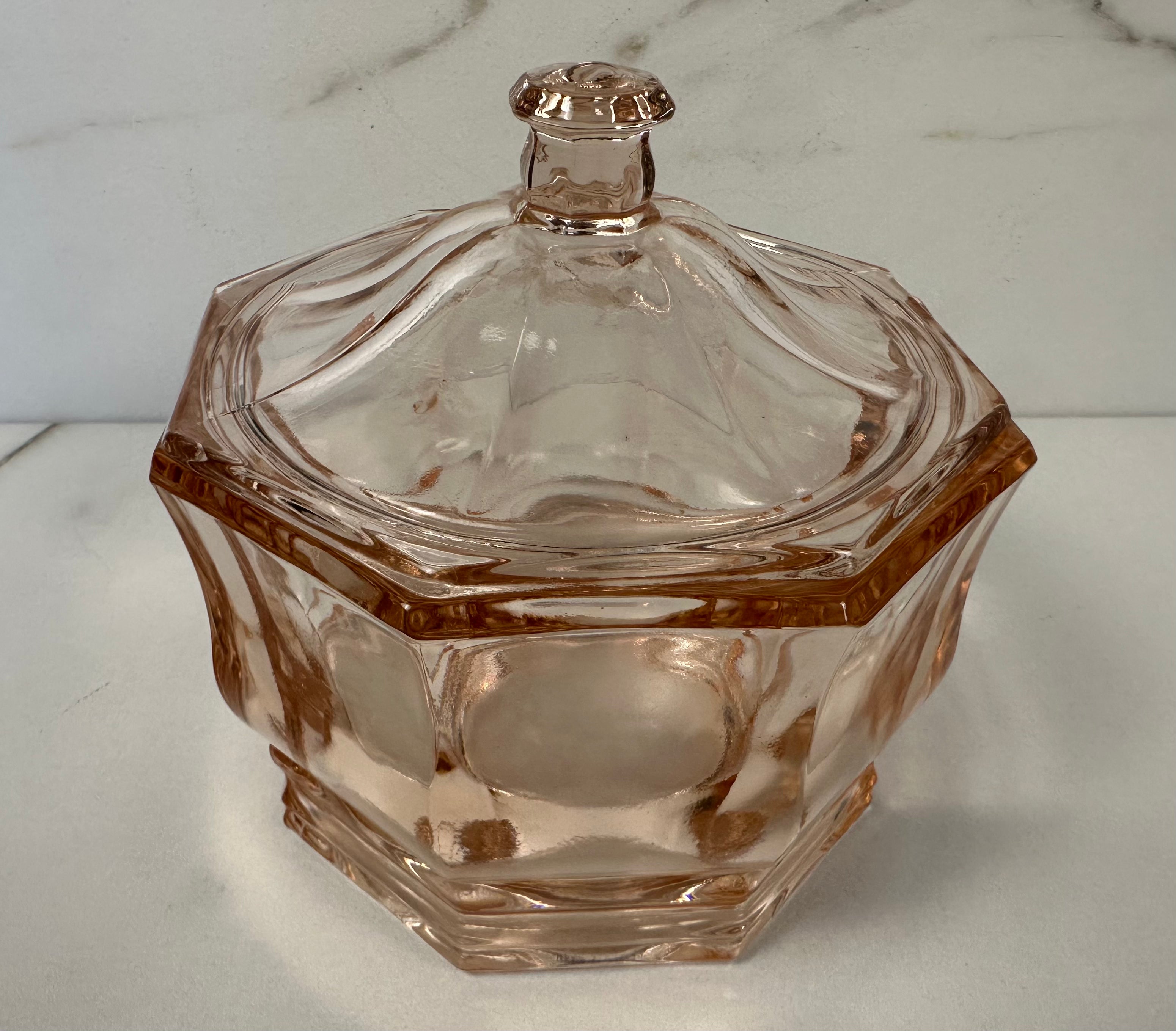 Pink Depression Glass Lidded Candy DIsh  -  “Concord” Indiana Glass  | Circa 1930 - 1950
