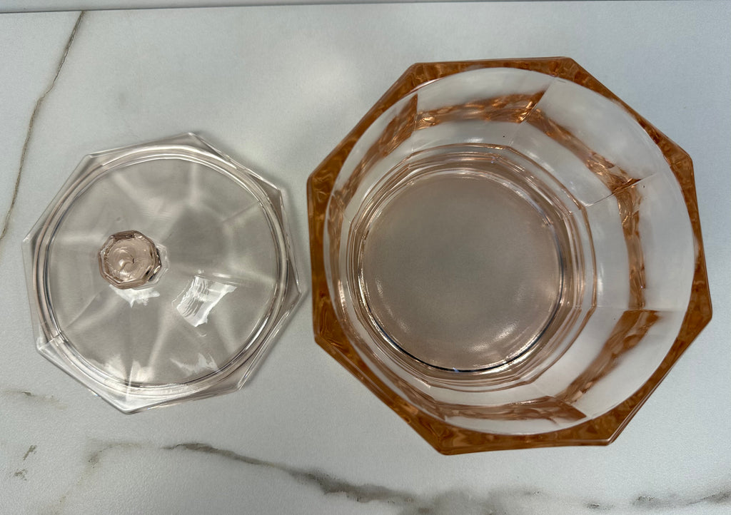 Pink Depression Glass Lidded Candy DIsh  -  “Concord” Indiana Glass  | Circa 1930 - 1950