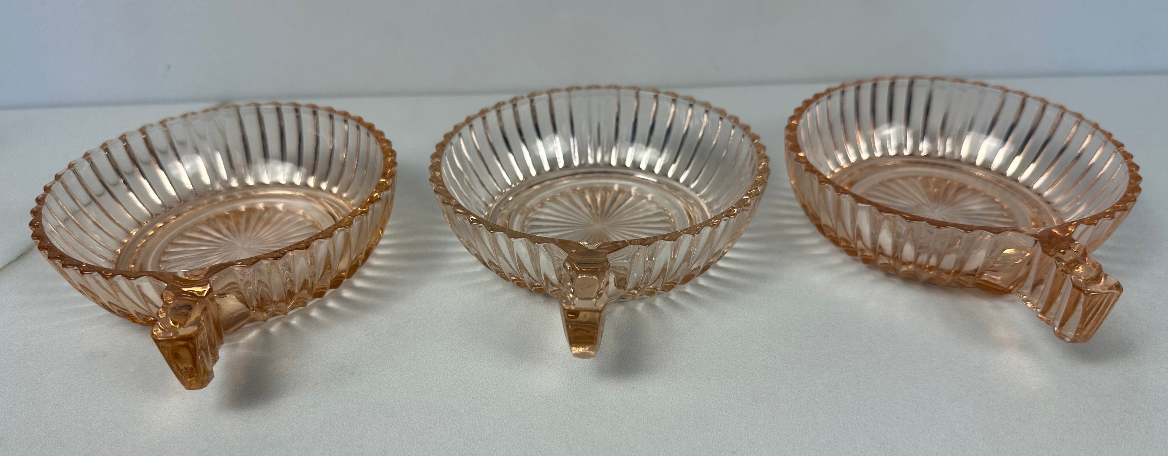 Pink Depression Glass Handled Sherbert Bowl/Cup  -  “Queen Mary - Vertical Rib” Anchor Hocking  | Circa 1936 - 1949