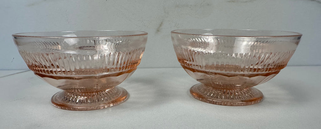 Pink Depression Glass Sherbert Bowl/Cup  -  “Queen Mary - Vertical Rib” Anchor Hocking  | Circa 1936 - 1949
