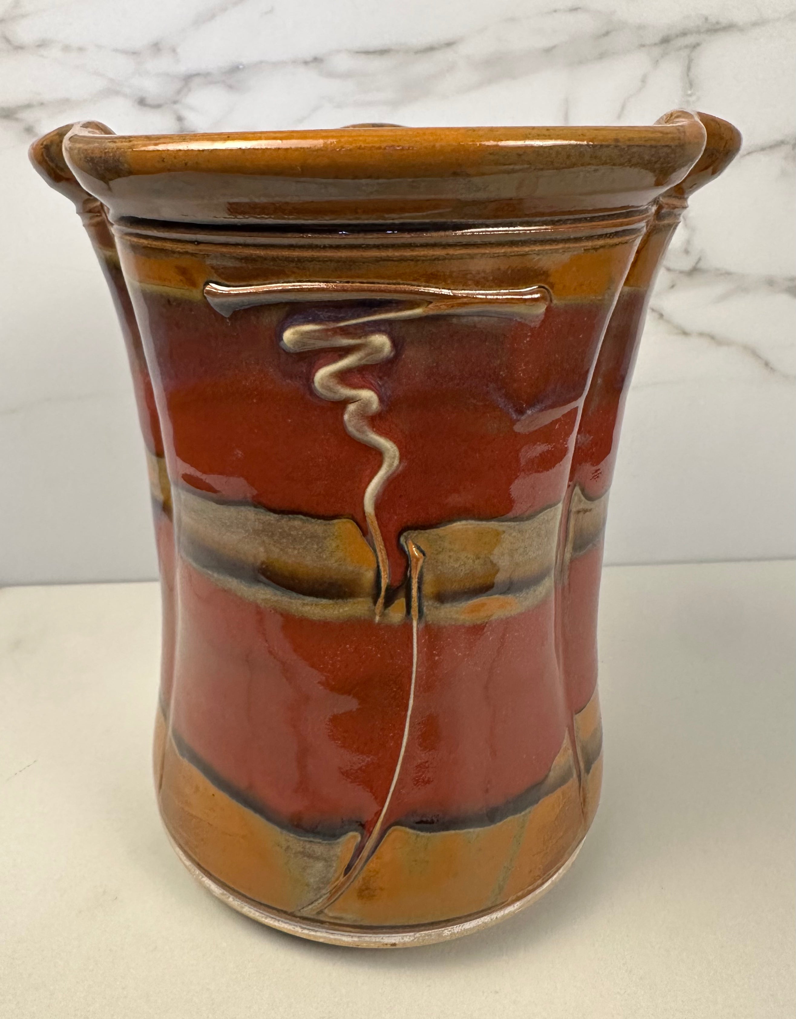 Studio Pottery Utensil Jar Artist Signed-  Kurt Glove