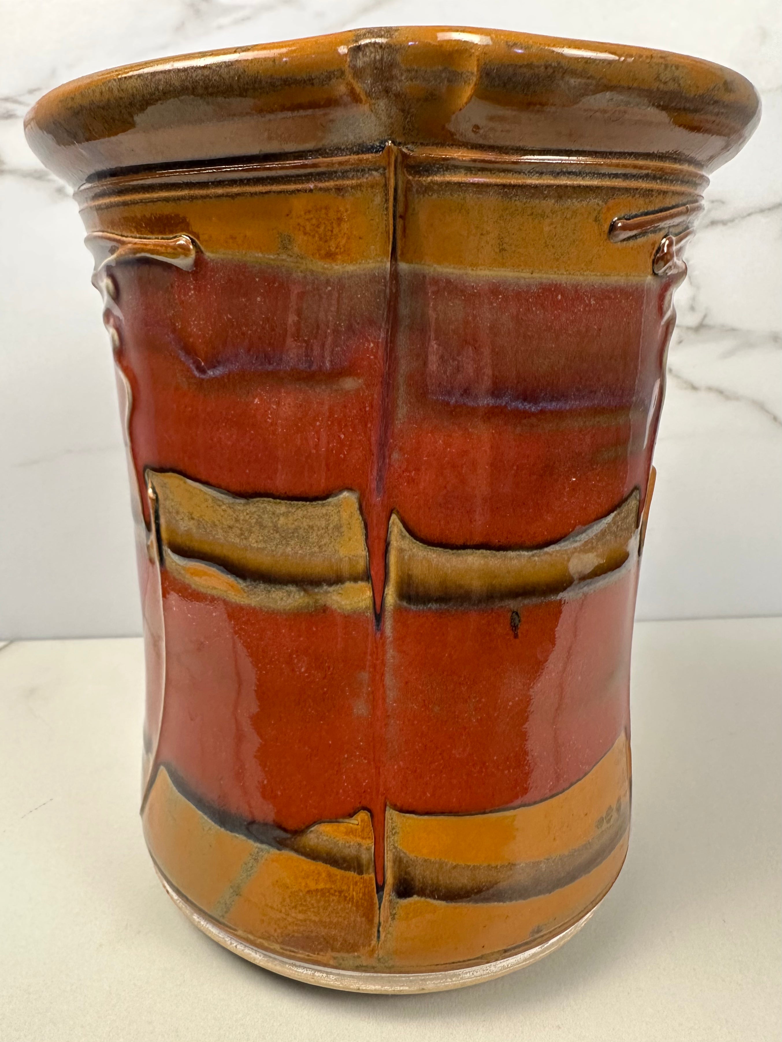 Studio Pottery Utensil Jar Artist Signed-  Kurt Glove