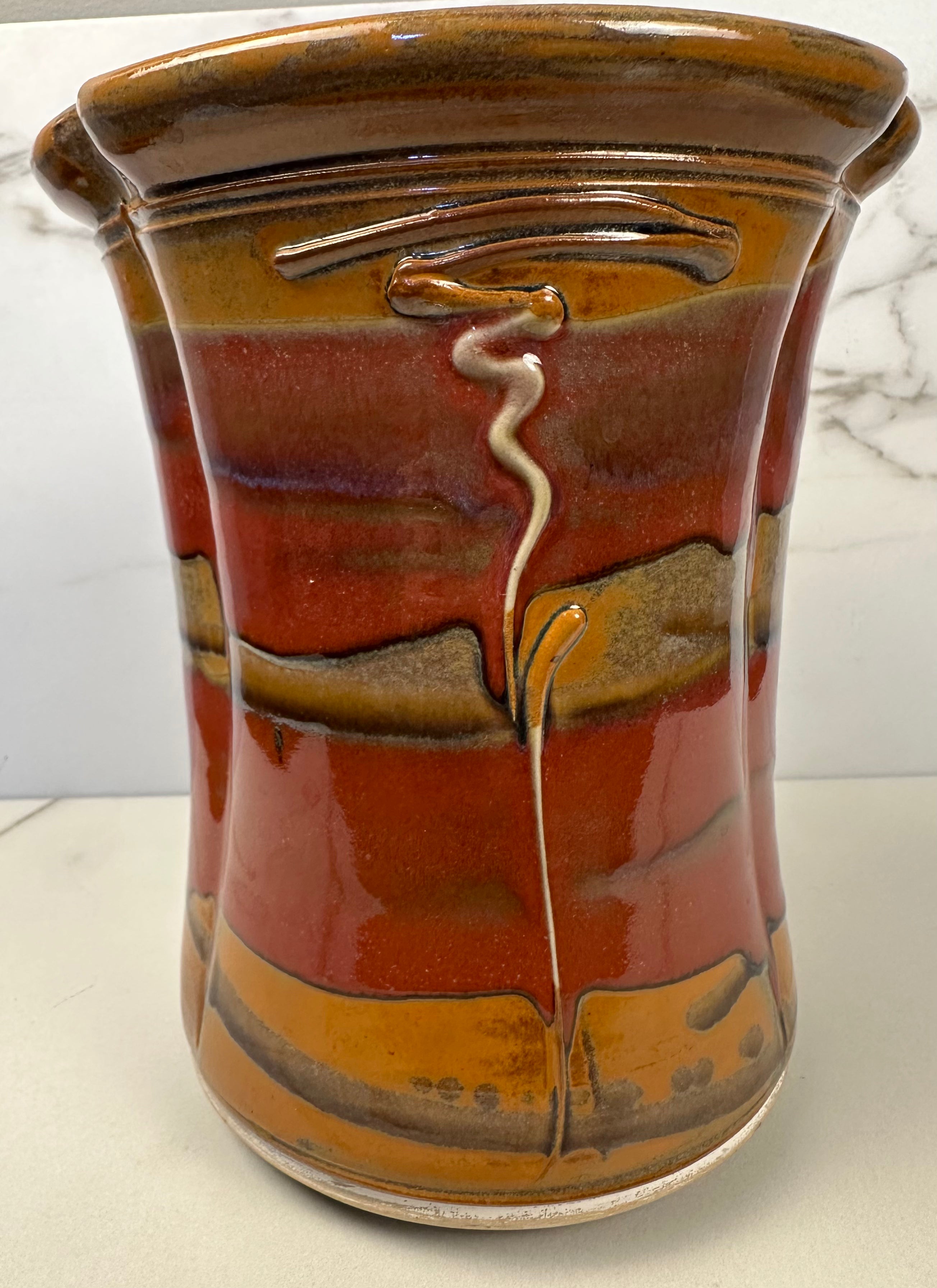 Studio Pottery Utensil Jar Artist Signed-  Kurt Glove