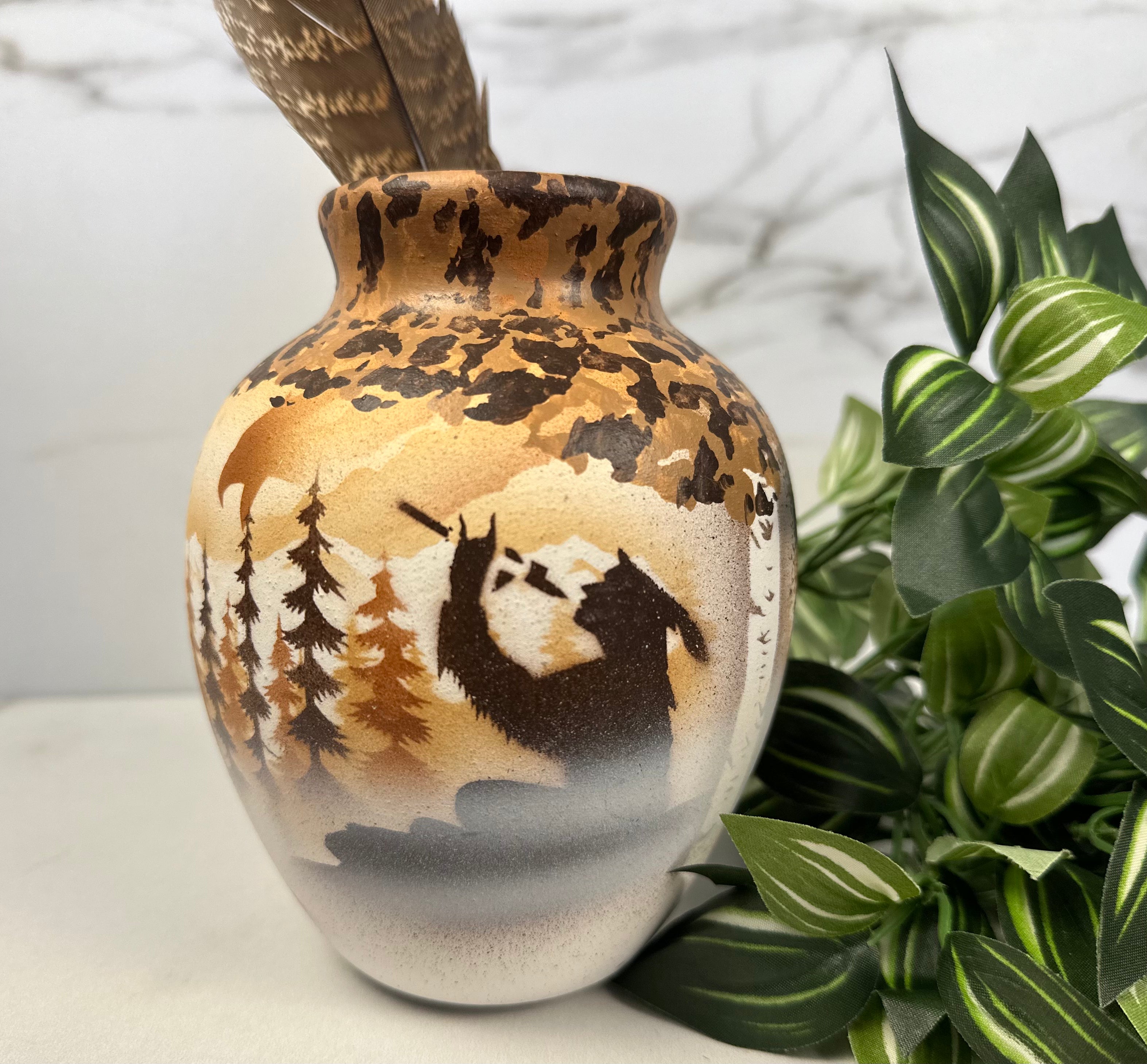 “Calling the Spirits” – Cedar Mesa Signed Pottery Jar by James Benally (Hozoni Pottery)