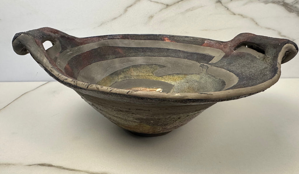 Raku Studio Pottery Bowl Artist Signed -  KE