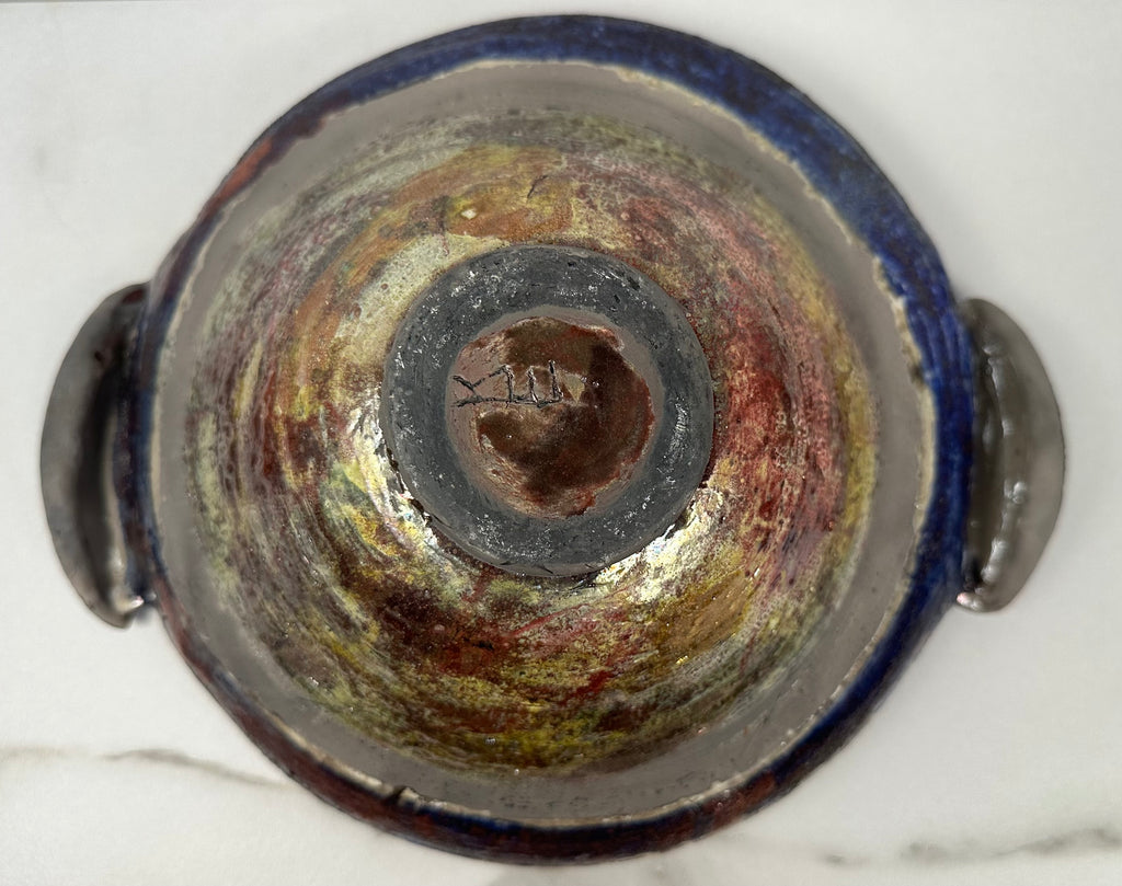 Raku Studio Pottery Bowl Artist Signed -  KE