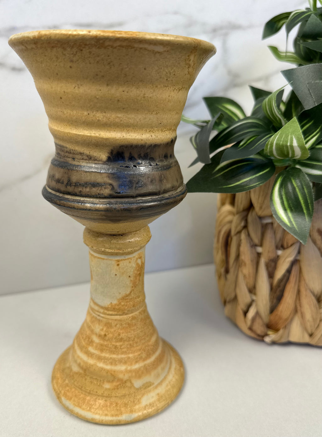 Studio Pottery Wine Goblet / Candle Holder