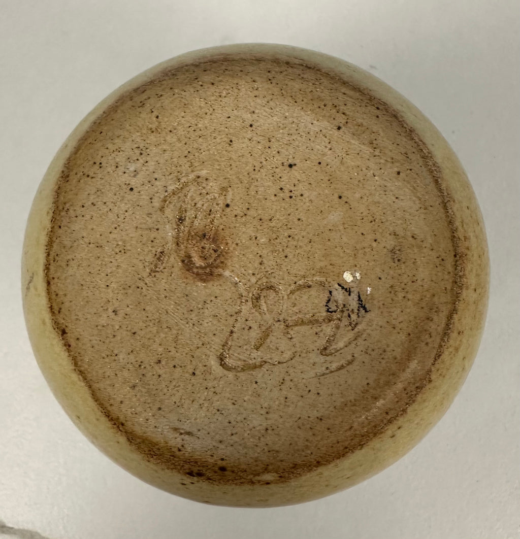 Round Beige & Brown Studio Pottery Vase