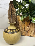 Round Beige & Brown Studio Pottery Vase