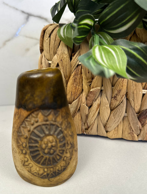 Brown Stamped Studio Pottery Vase