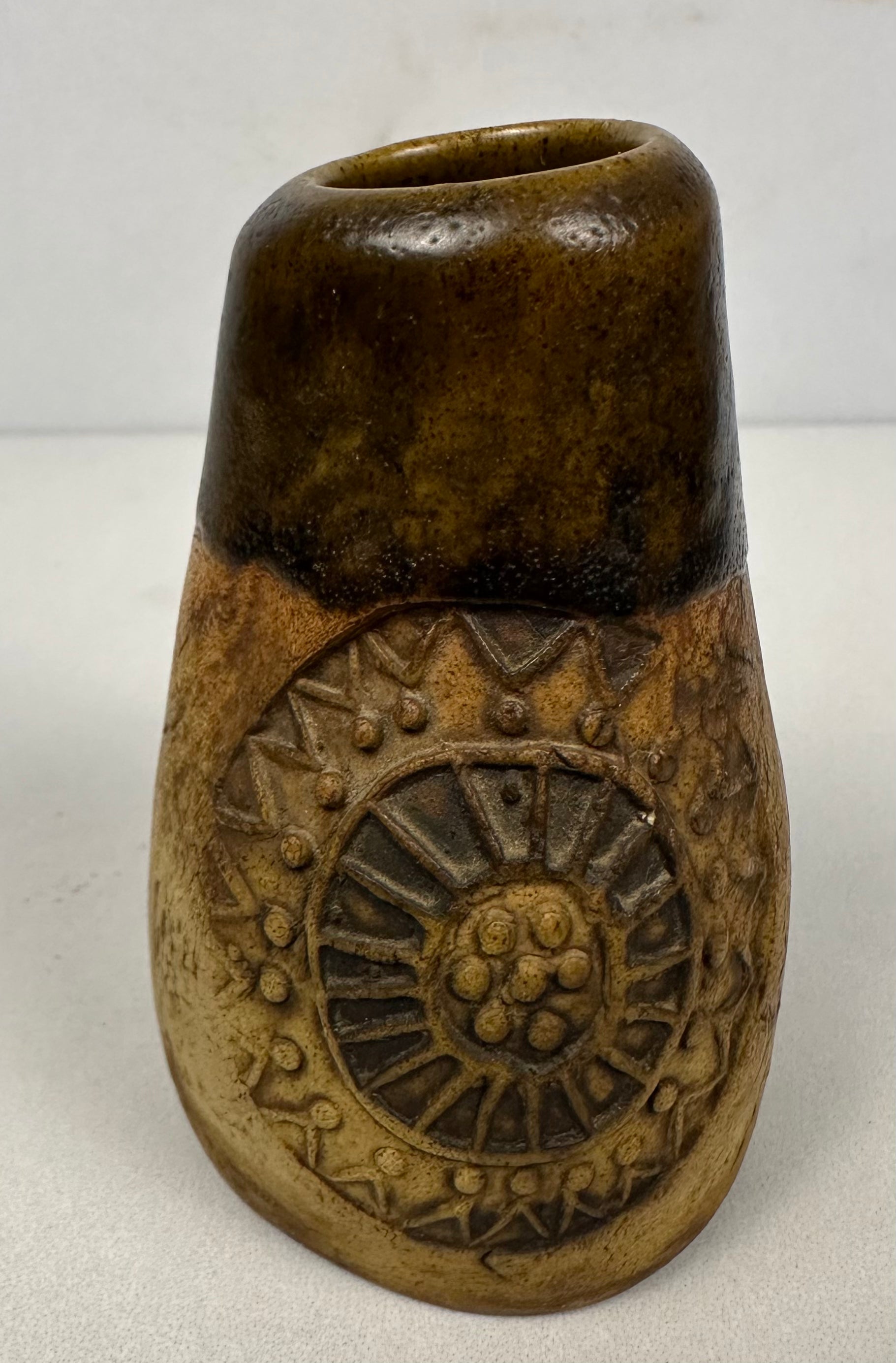 Brown Stamped Studio Pottery Vase