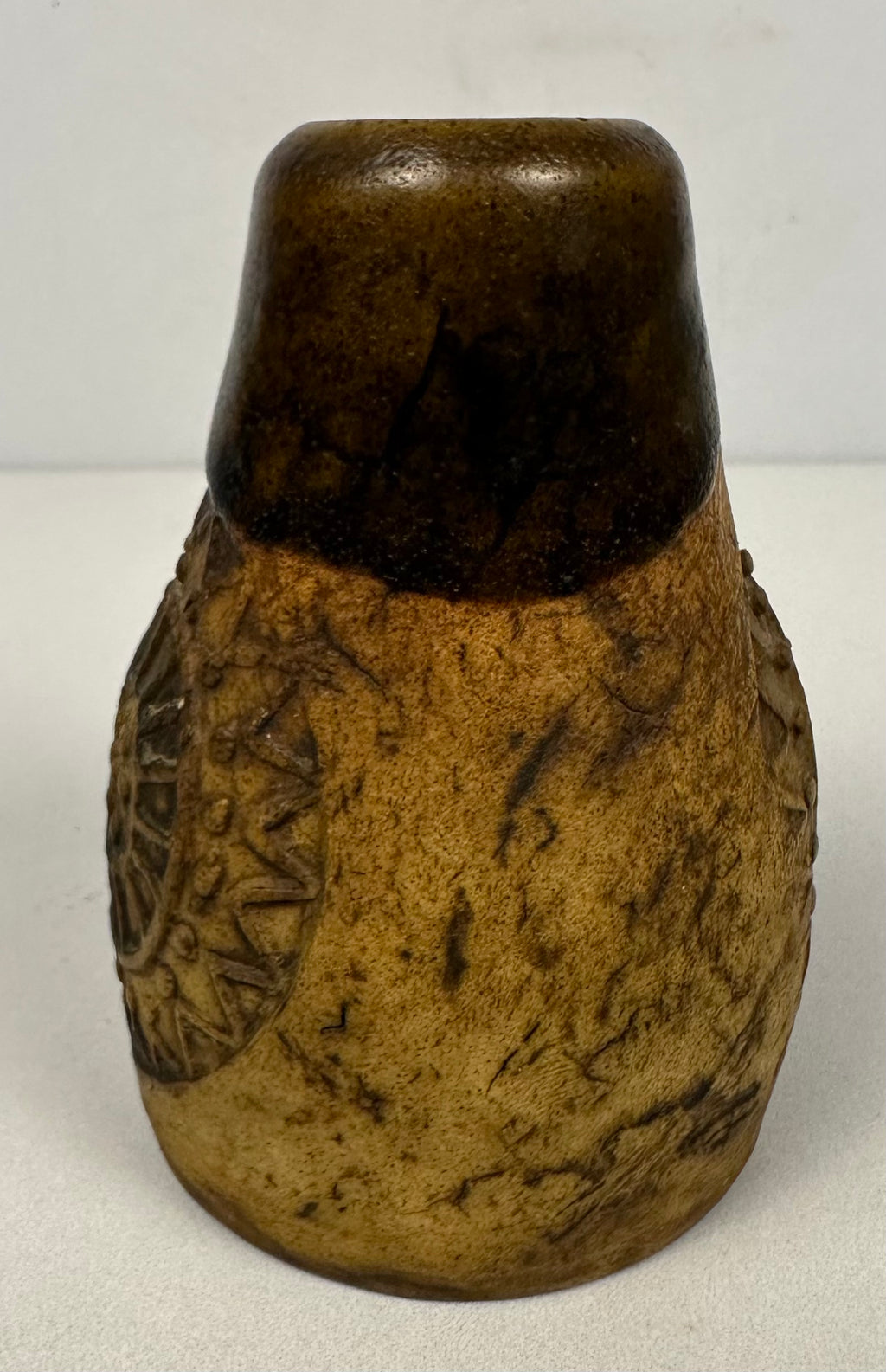 Brown Stamped Studio Pottery Vase