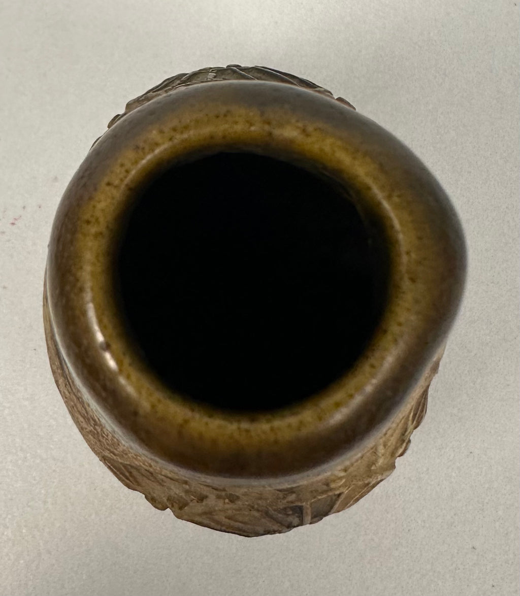Brown Stamped Studio Pottery Vase