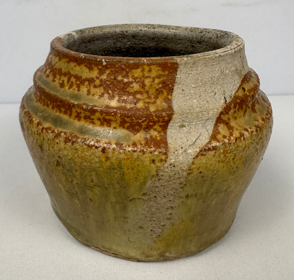 Round Studio Pottery Vase, Brown Tones, Artist Signed - Landace