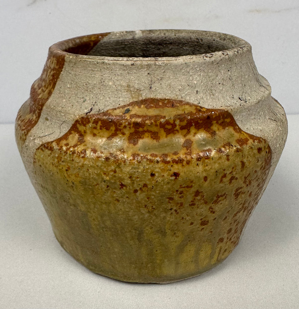 Round Studio Pottery Vase, Brown Tones, Artist Signed - Landace