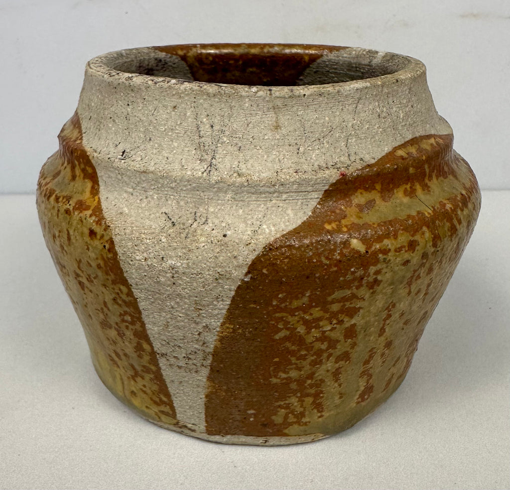 Round Studio Pottery Vase, Brown Tones, Artist Signed - Landace