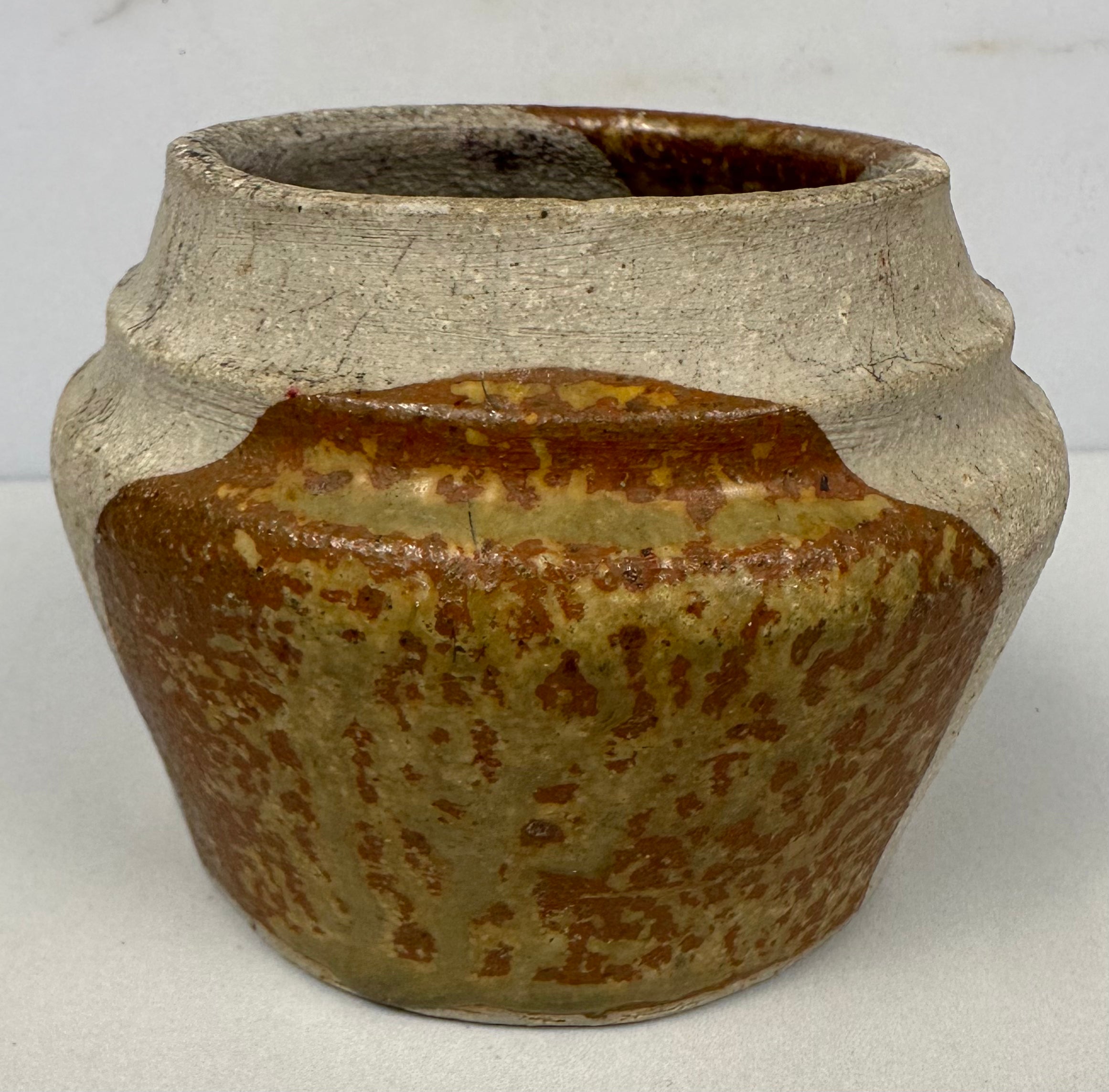 Round Studio Pottery Vase, Brown Tones, Artist Signed - Landace