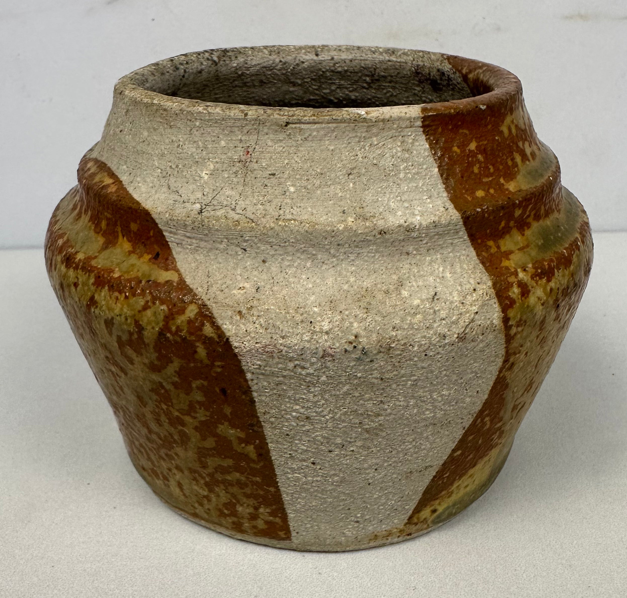 Round Studio Pottery Vase, Brown Tones, Artist Signed - Landace