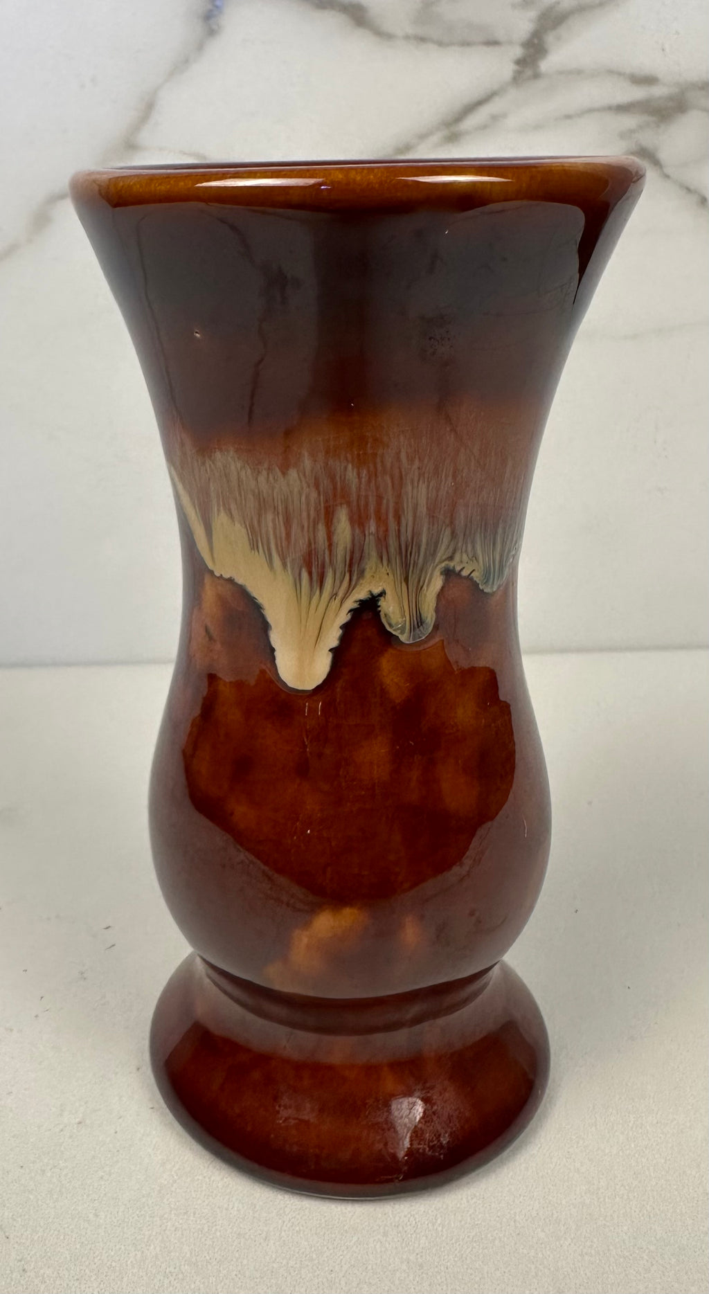 Mid Century Modern Brown Drip Glaze Ceramic Vase (1970s)